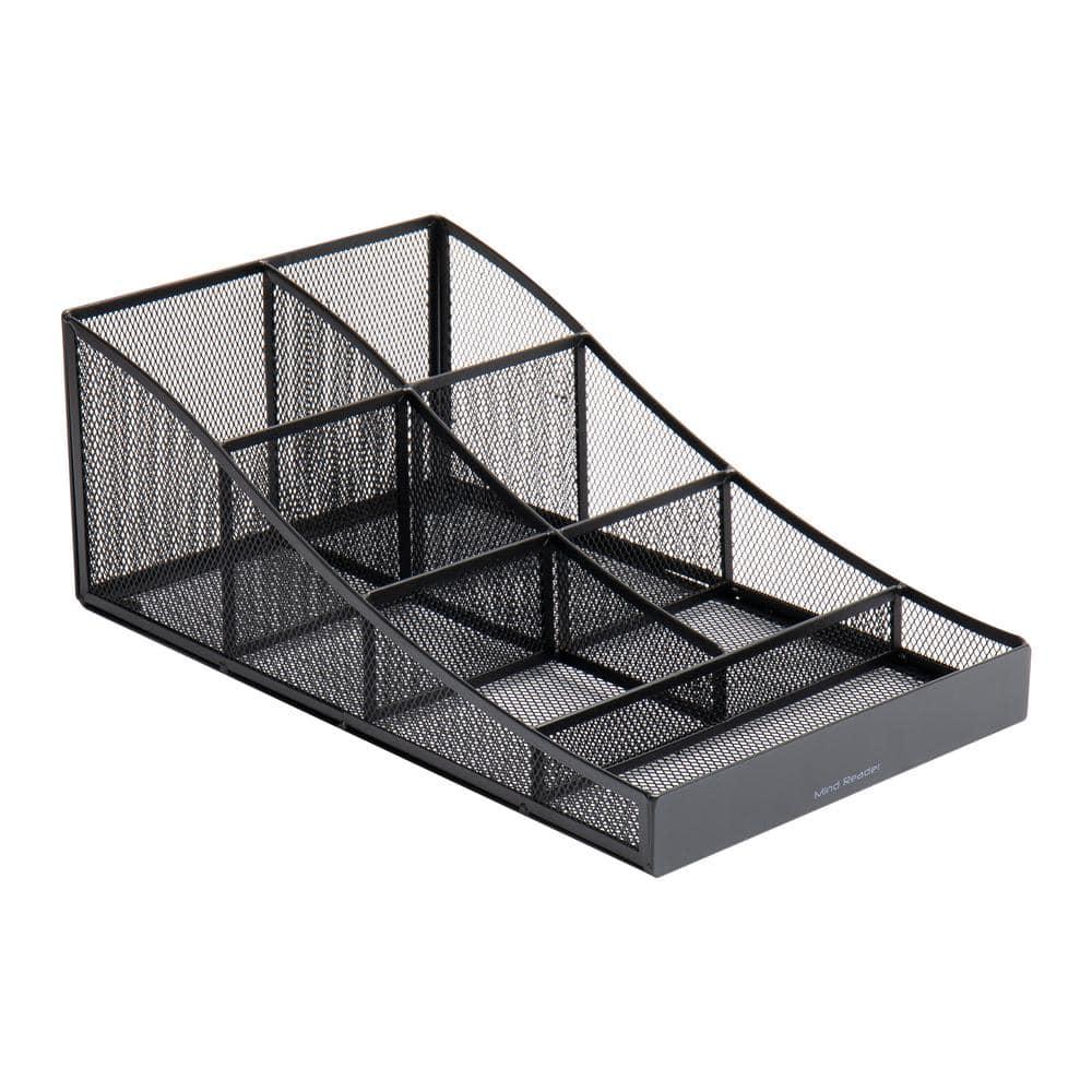 Mind Reader Mind Reader Cup and Condiment Station, Countertop Organizer, Coffee Bar, Kitchen, Metal Mesh, 8.5"L x 14.5"W x 5.25"H