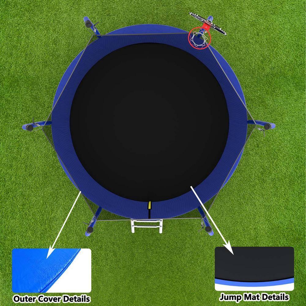 wendeway 10FT Trampoline With Basketball Hoop,  ASTM Approved Reinforced Type Outdoor Trampoline With Enclosure Net