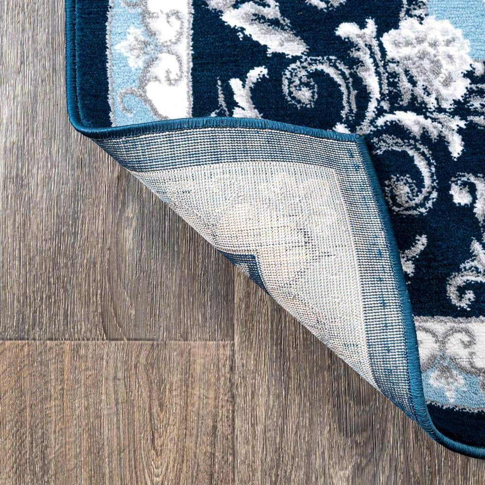 3'x 5' Acanthus French Border Area Rug, Navy/Blue - JONATHAN Y