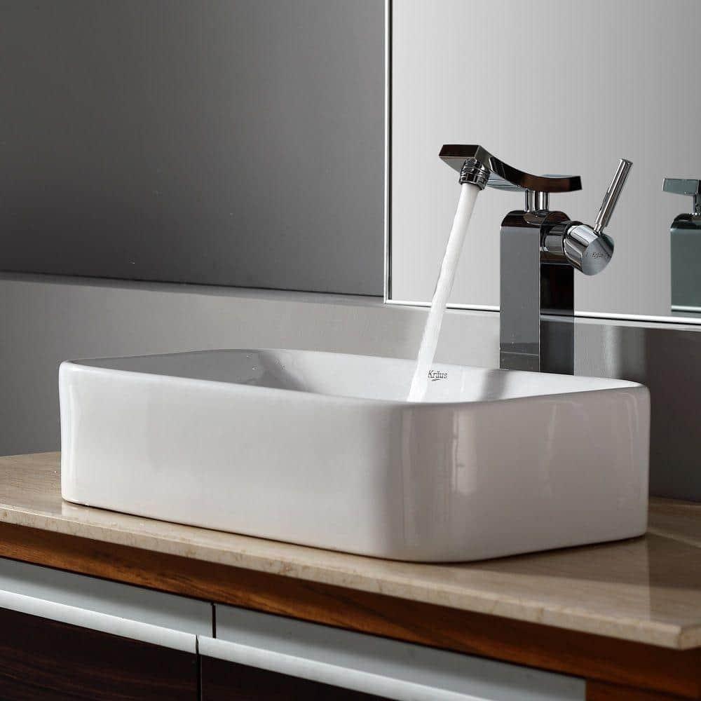 Ceramic Ceramic Rectangular Vessel Bathroom Sink