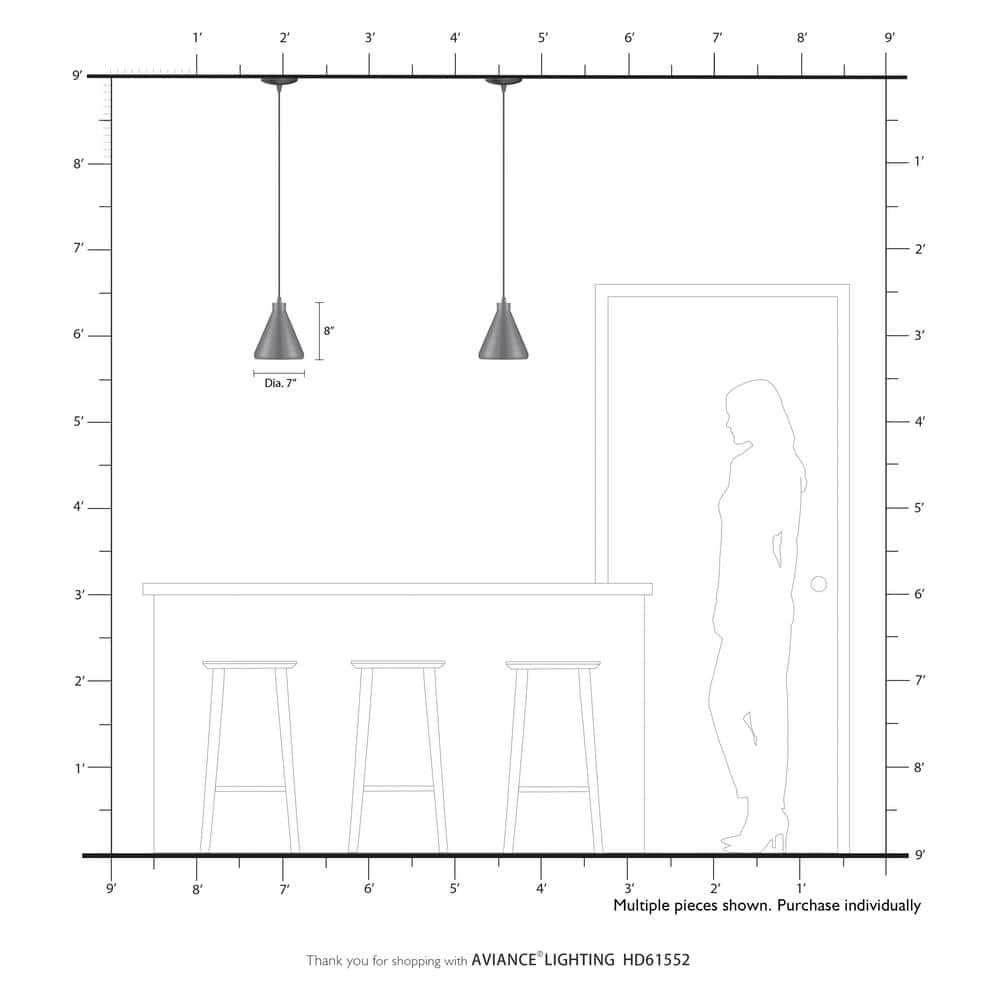 Livex Lighting Metal Shade 1 - Light Chandelier in  Black
