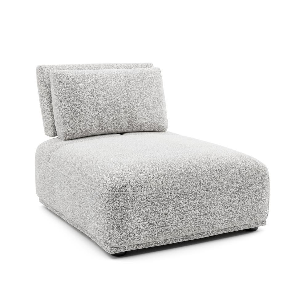 HOMES: Inside + Out Povoa Modern Modular Armless Chair Boucle with Extendable Backrest Light Gray