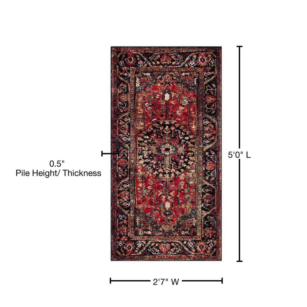 Vintage Hamadan VTH215 Power Loomed Indoor Accent Rug - Red/Multi - 2'7"x5' - Safavieh.