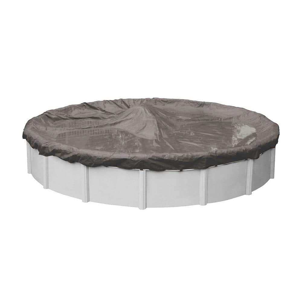 Magnesium Gray Heavy-Duty Polyethylene Round Winter Pool Cover, 15 ft