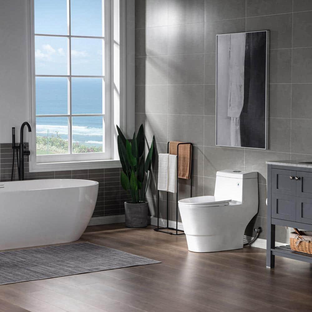 1.28 GPF Elongated Comfort ADA Height One Piece Dual-Flush Toilet with Soft-Closing Seat,MAP Flushing 1000G