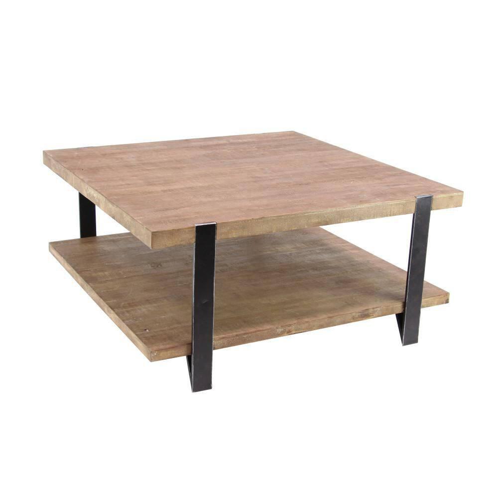 Industrial Wood Coffee Table Dark Brown - Olivia & May