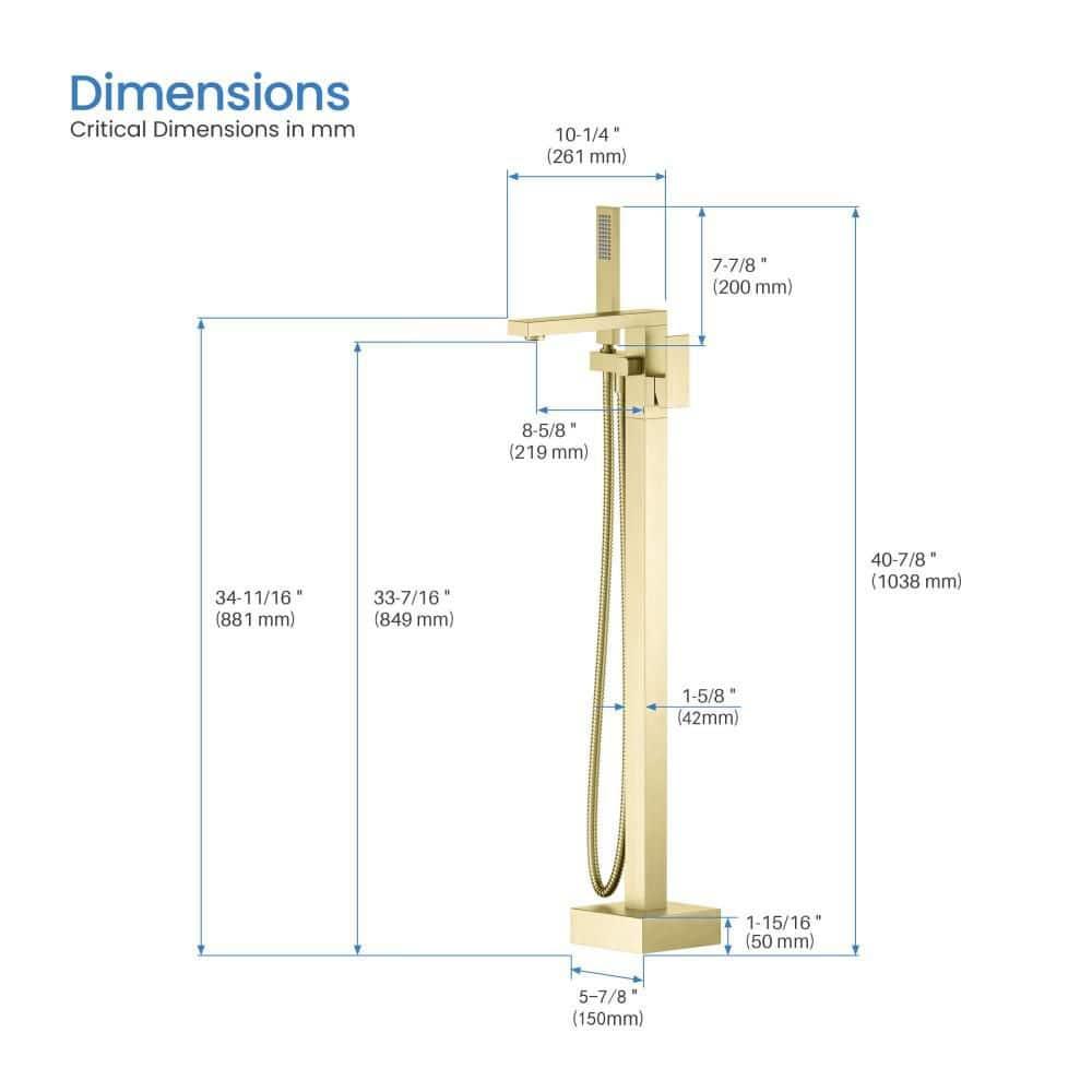 Cube Floor Tub Spout with Diverter