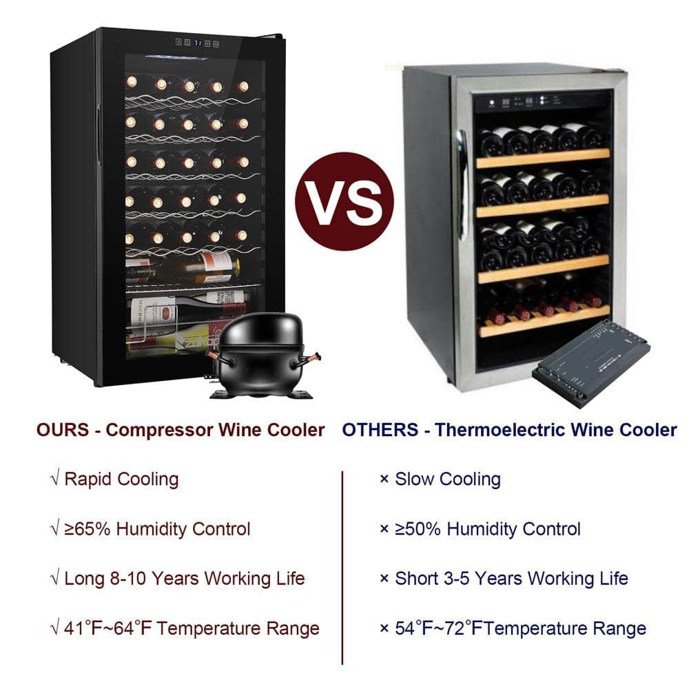 SalonMore 34 Bottle Compressor ElectronicTransparent Glass Door Wine Cabinet