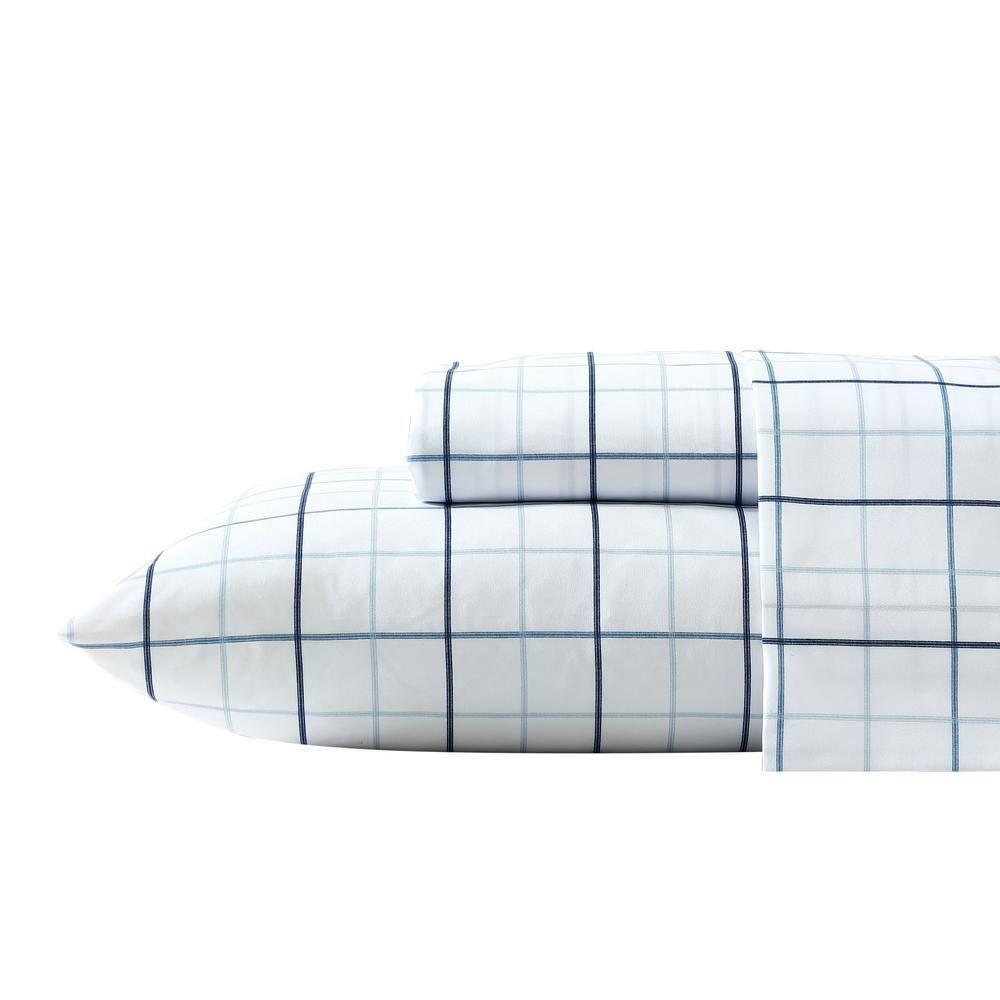 Classic Blue Plaid Microfiber Full Sheet Set