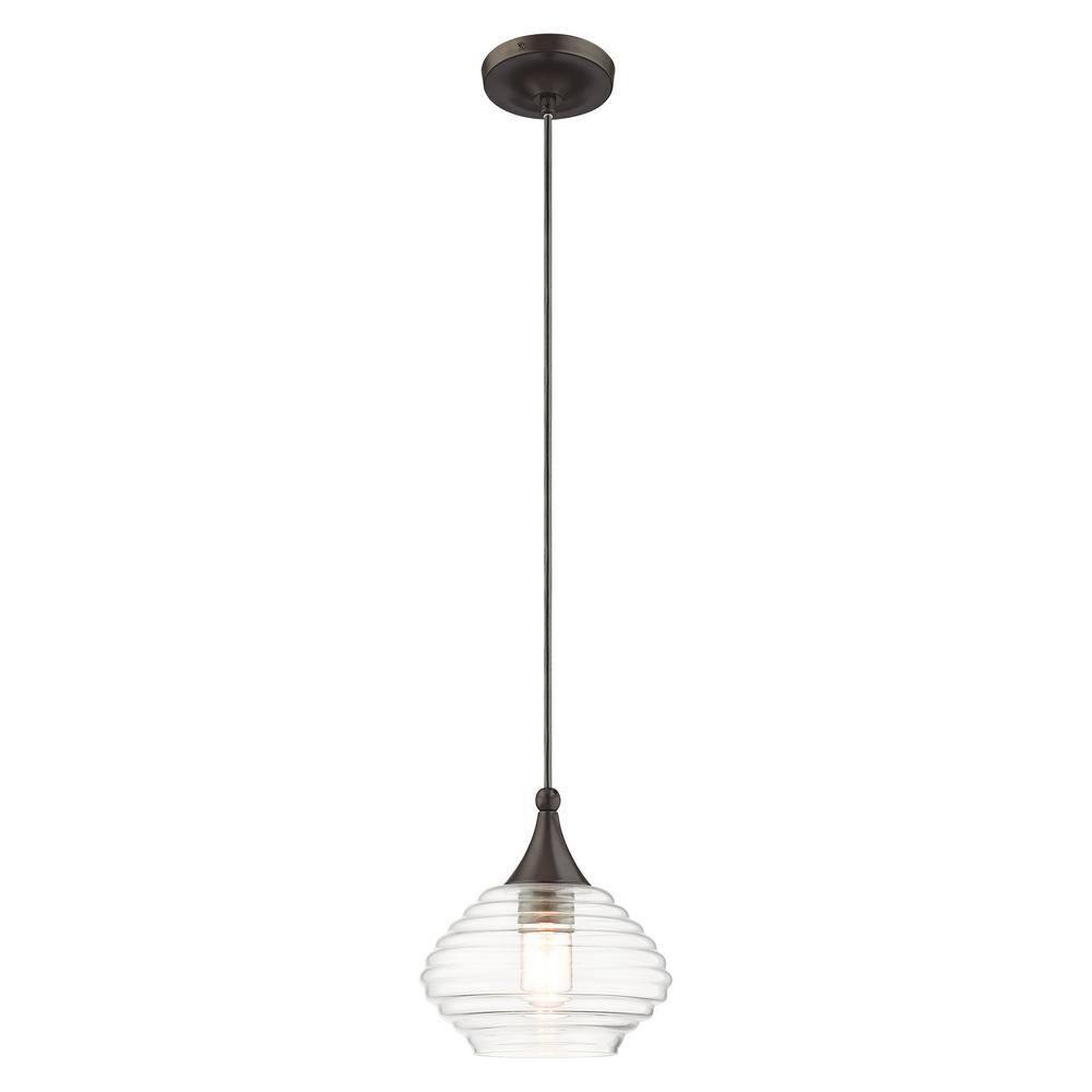 Livex Lighting Art Glass 1 - Light Pendant in  English Bronze