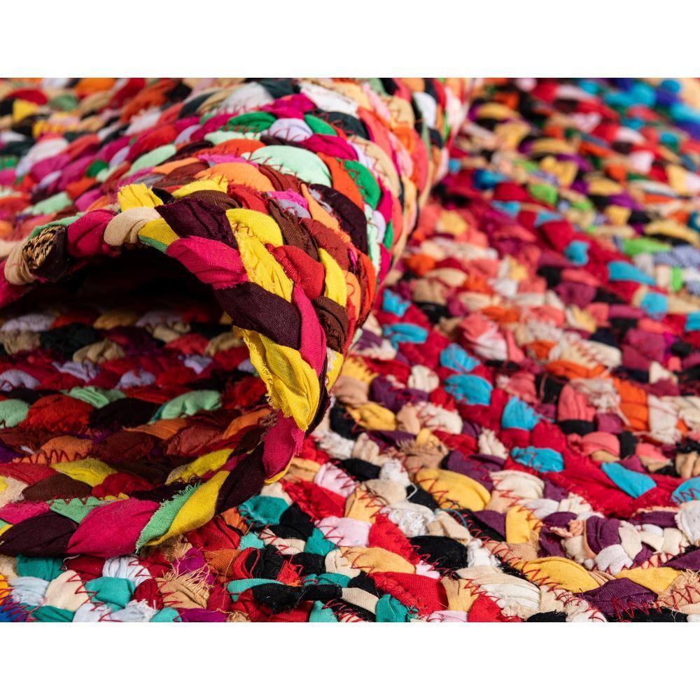 Unique Loom Braided Chindi Collection Area Rug - Layer (3' 3" Round Multi/Blue)