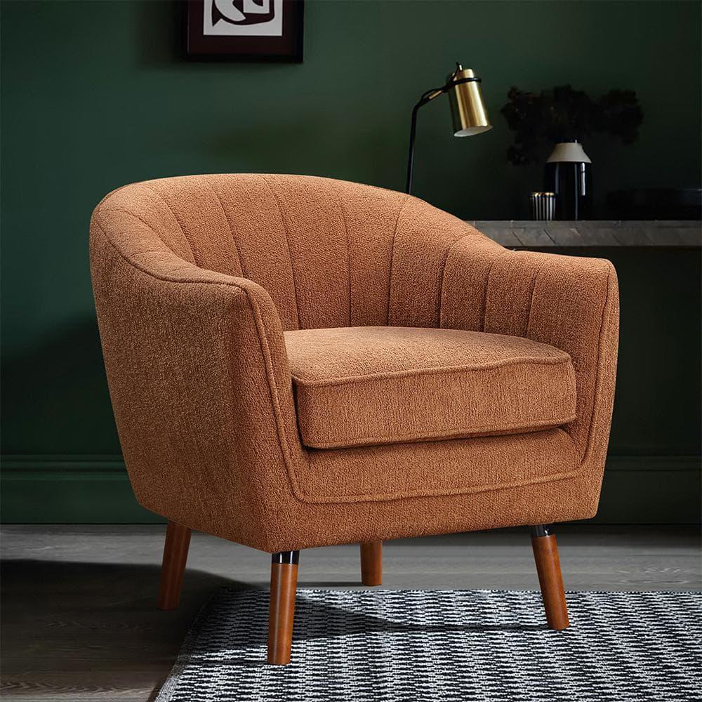 Lexicon Cutler Fabric Upholstered Accent Chair in Rust
