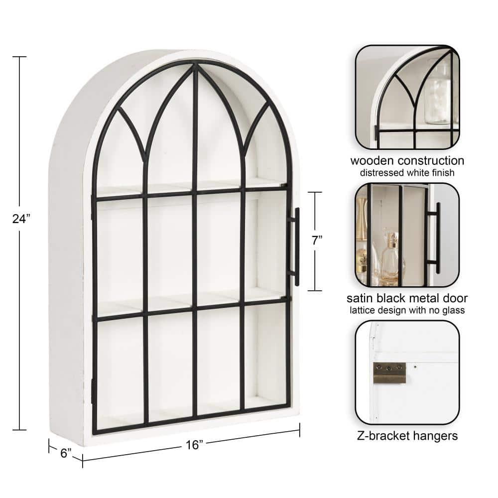 Kate and Laurel Megara Arched Wall Mounted Cabinet, 16x6x24, Black