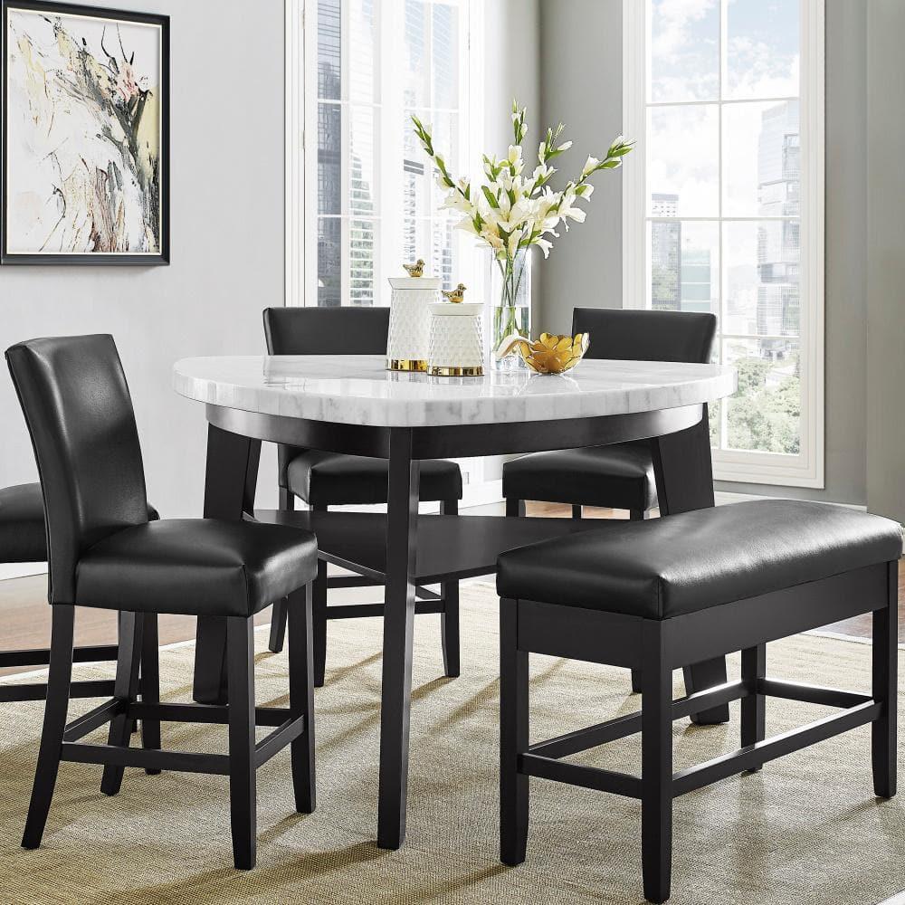 Carrara Marble Top Counter Height Table White/Black - Steve Silver Co.