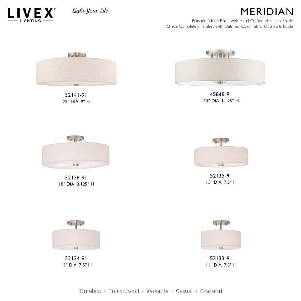Livex Lighting Meridian 2 - Light Semi-Flush Mount in  Brushed Nickel