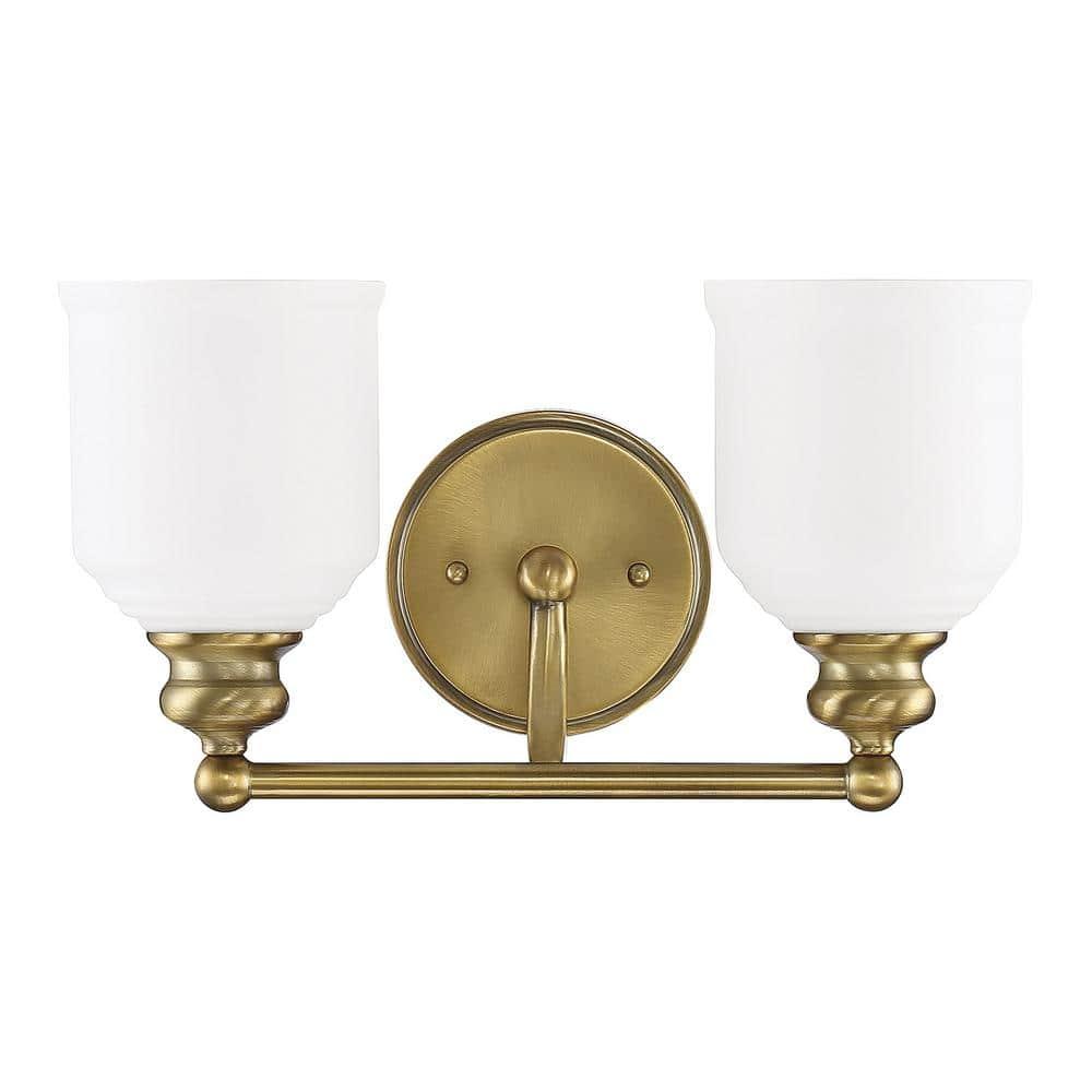 Savoy House Melrose 2 - Light Vanity in  Warm Brass
