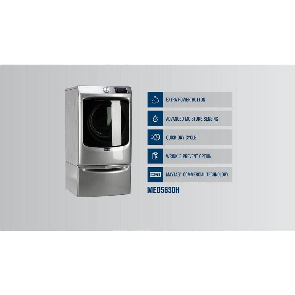 Maytag MED5630HW 7.3 Cu. Ft. White Front Load Electric Dryer with Extra Power and Quick Dry Cycle