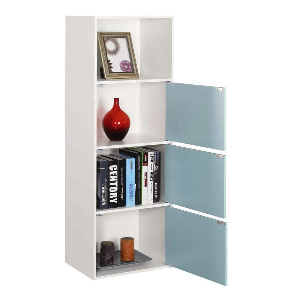 Convenience Concepts Xtra Storage 3 Door Cabinet with Shelf, White/Sea Foam Blue