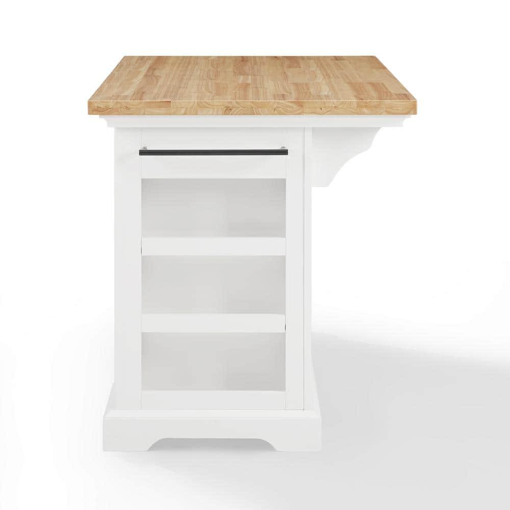 Crosley Julia Wood Top Kitchen Island White: Traditional Style, Towel Bar, 5 Drawers, 2 Doors