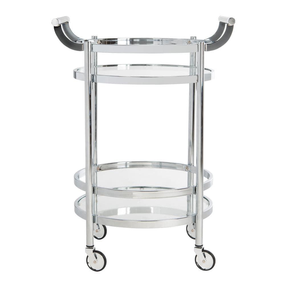Sienna 2 Tier Round Bar Cart - BCT8001C - Chrome/Glass - Safavieh