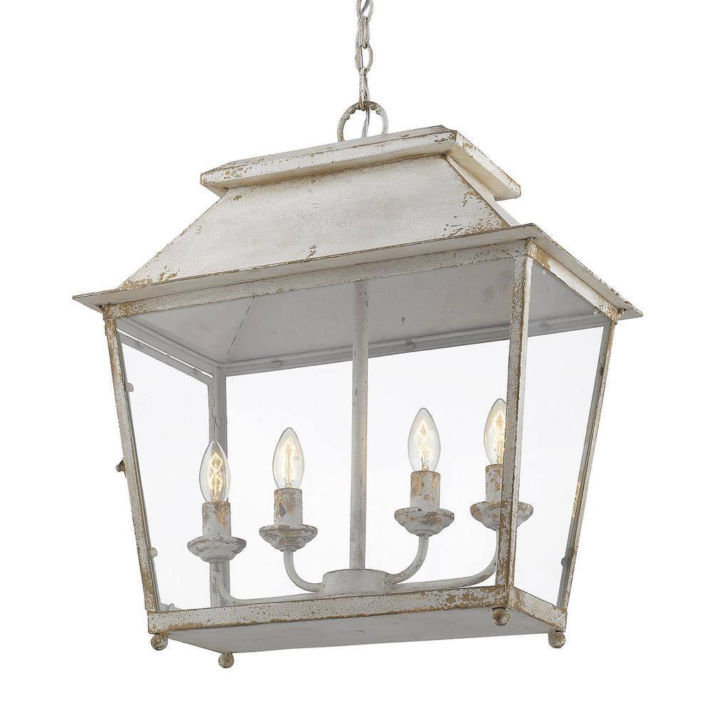 Golden Lighting Abingdon 4-Light Pendant in Antique Ivory with Clear Glass