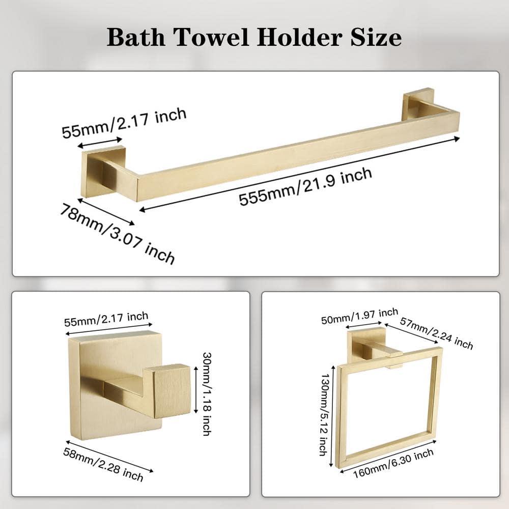 4-Piece Bath Hardware With Towel Bar For Bathroom Wall Towel Hook And Towel Ring Set