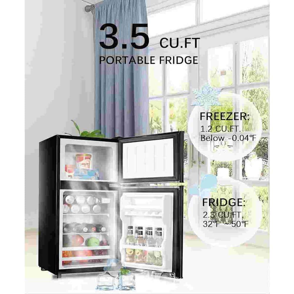 Compact Black and White Energy Star Mini Refrigerator with Freezer