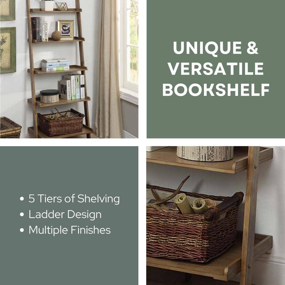 Convenience Concepts American Heritage 5-Shelf Ladder Bookcase, Driftwood