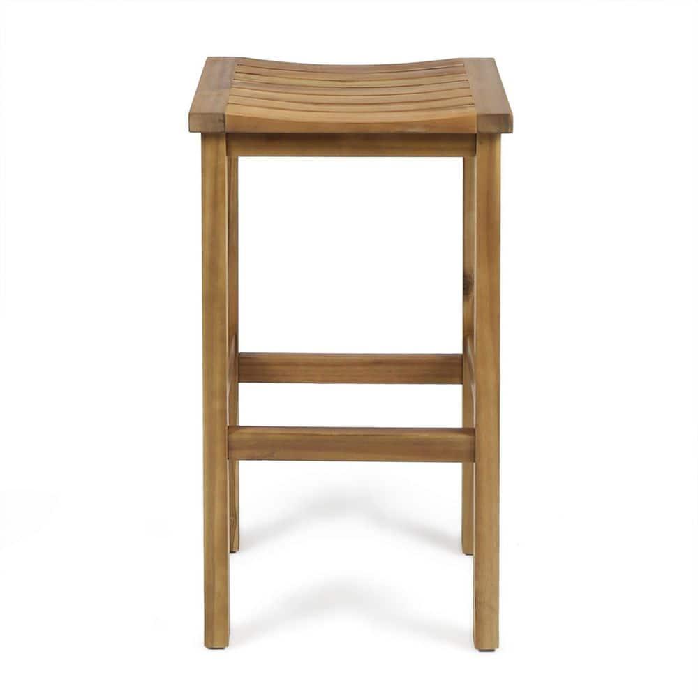 Noble House Caribbean Outdoor 30" Natural Acacia Wood Barstools (Set of 2)