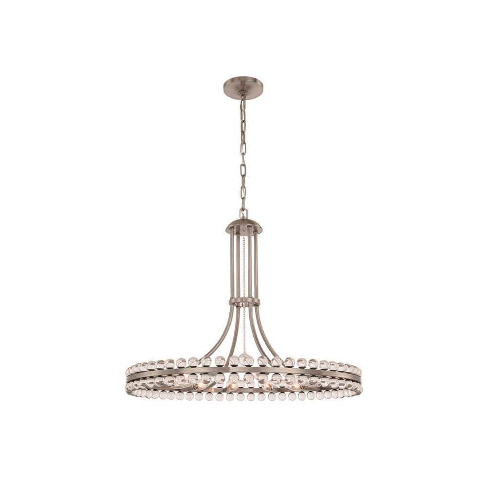 Brushed Nickel and Glass 12-Light Chandelier
