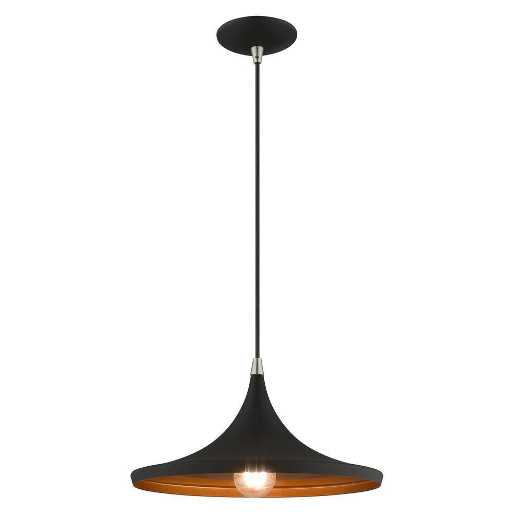 Livex Lighting Metal Shade 1 - Light Chandelier in  Black