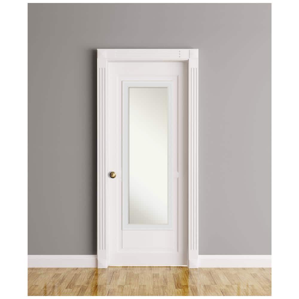 18" x 52" Flair Framed On the Door Mirror Soft White - Amanti Art: Modern Rectangle, Polystyrene Frame, No Assembly Required