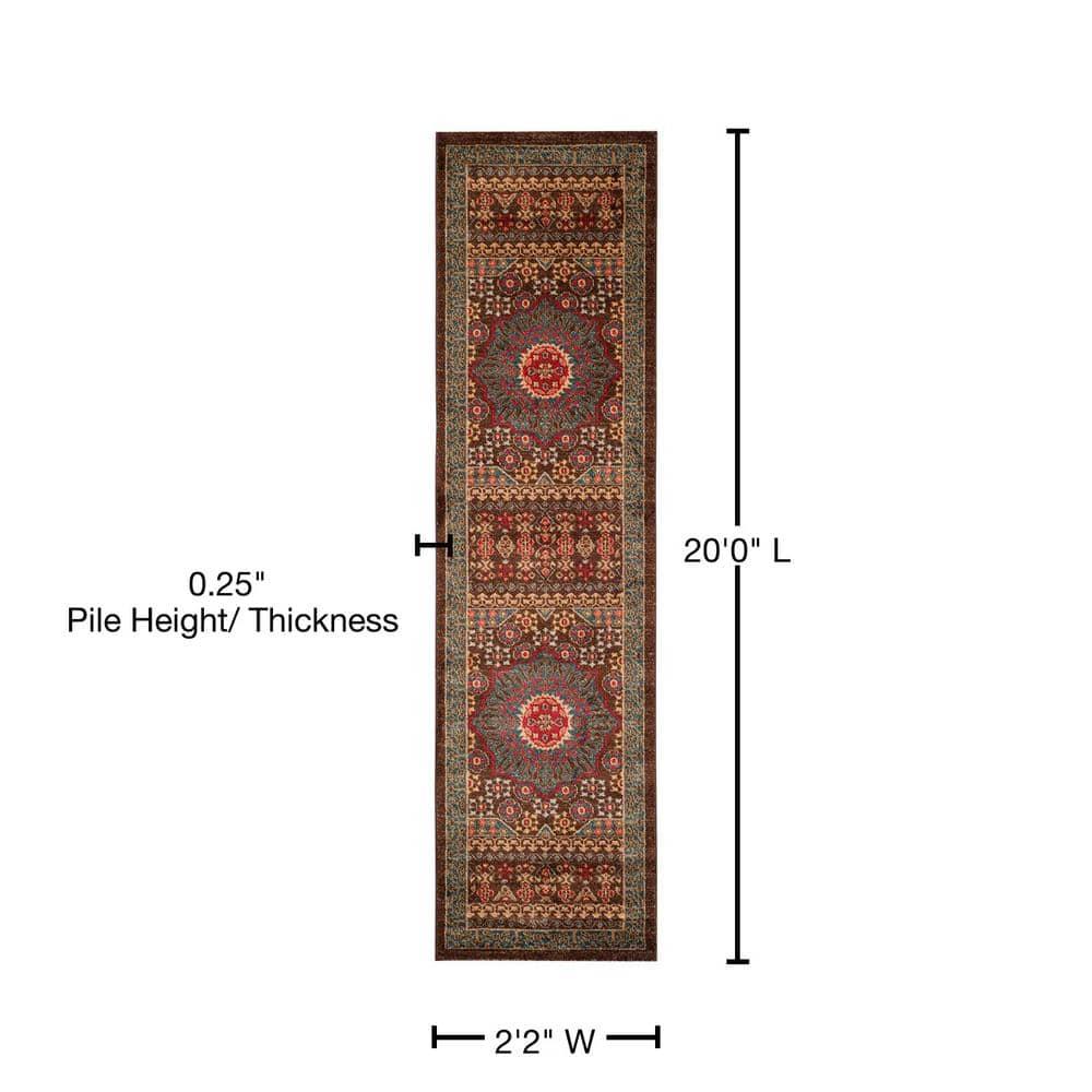 Mahal MAH620 Power Loomed Indoor Runner Rug - Navy/Red - 2'2"x20' - Safavieh.