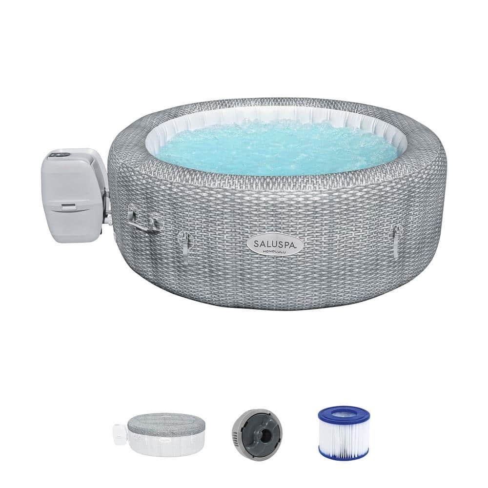 Bestway Coleman Honolulu AirJet Inflatable Hot Tub with EnergySense Cover, 6-Pack SaluSpa Spa Seat and 6 Sets of SaluSpa Padded Headrest Pillows