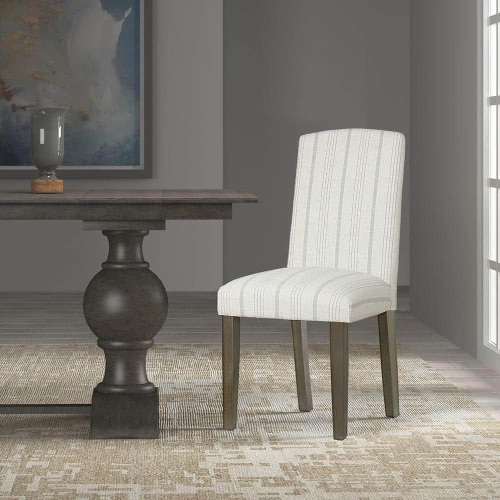 HomePop Set of 2 Classic Parsons Dining Chairs Dove Gray Stripe: Upholstered, Foam-Filled, Wood Legs