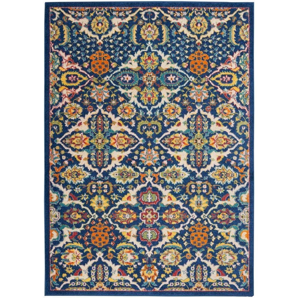 Nourison Allur Boho Indoor Area Rug Navy Multicolor 5'3" x 7'3"