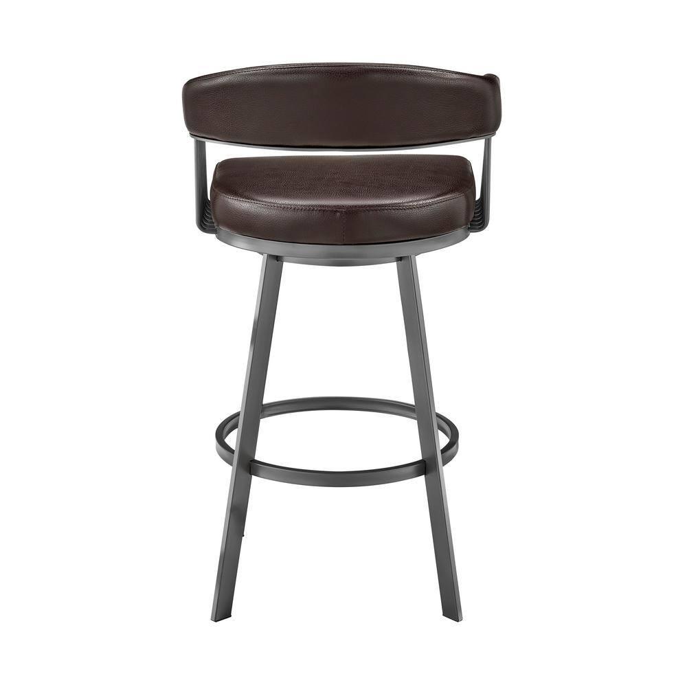26 in. Chelsea Counter Height Swivel Bar Stool in Java Brown Finish & Chocolate Faux Leather