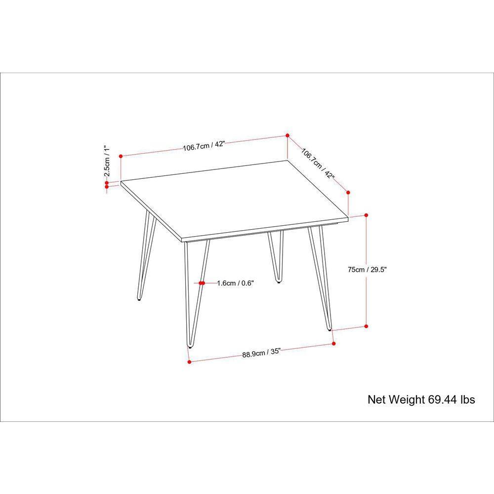 Hunter Solid Mango Wood Dining Table, Industrial Style