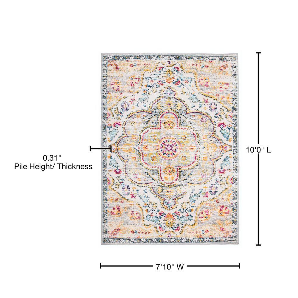 World Rug Gallery Distressed Vintage Bohemian Gray 7'10" x 10' Area Rug