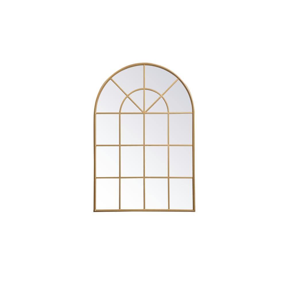 Elegant Decor Metal windowpane mirror 36 inch x 53 inch in Brass