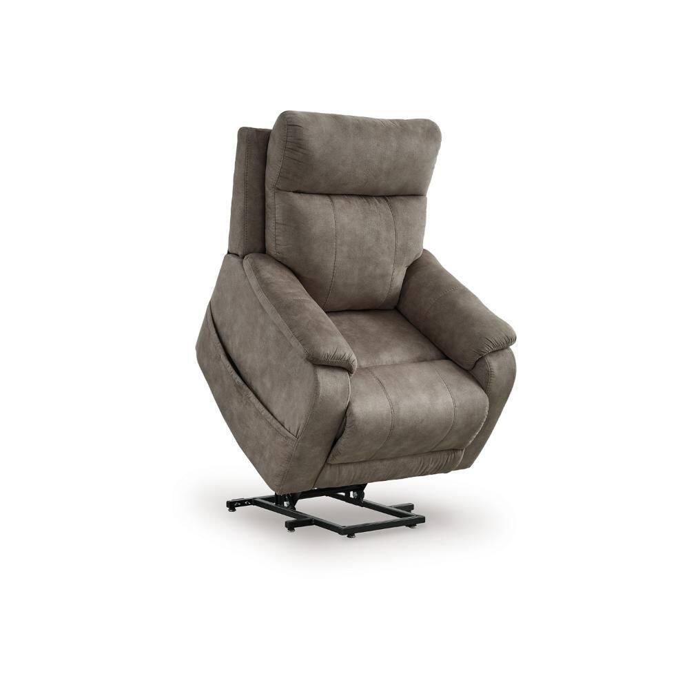 Gray Faux Leather Power Recliner Chair with Massage and Heat