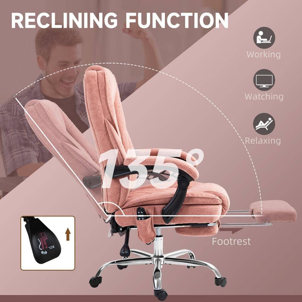 Vinsetto Executive Massage Office Chair, Heated Computer Desk Chair with Adjustable Height and Footrest, Pink
