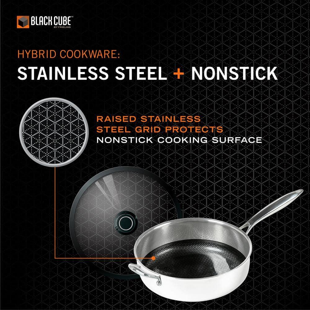 Black Cube by Frileing Hybrid Quick Release Stainless Steel 11" Saute Pan with Helper Handle and Lid