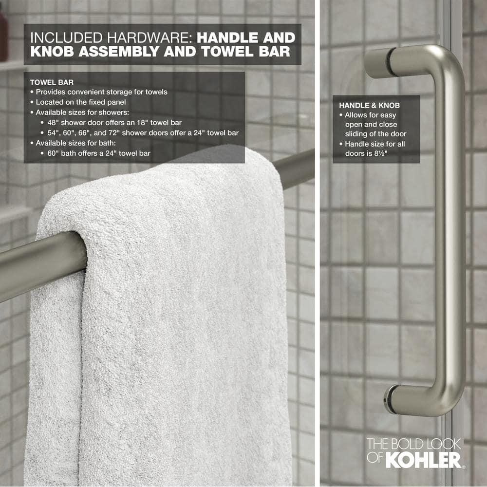 Elate Sliding Shower Door, 70-1/2-In H X 56-1/4 - 59-5/8-In W, With 1/4-In Thick Crystal Clear Glass