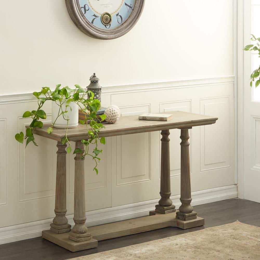 Wood Console Table Light Brown - Olivia & May: Rustic Fixed Shelf, Indoor Use
