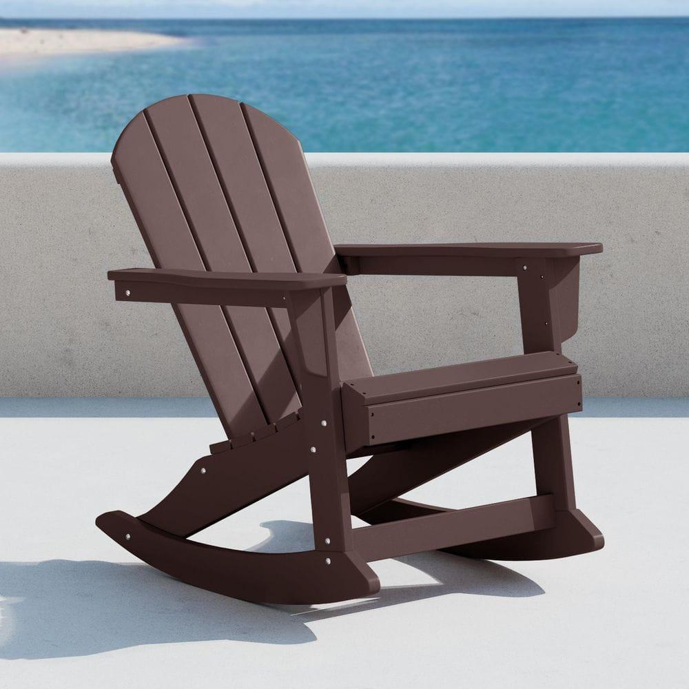 Polytrends  Laguna Hdpe All Weather Outdoor Patio Rocking Chair Dark Brown