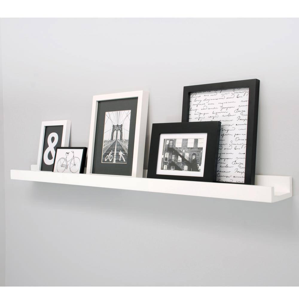kieragrace KG Modern  Edge Frame Ledge  Set of 2 White Engineered Wood