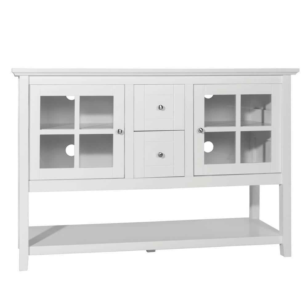 Walker Edison 52" Wood Console Table Buffet TV Stand for TV's up to 55" - White