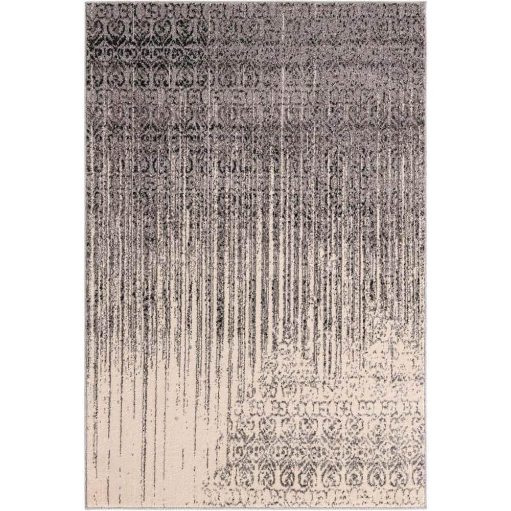 Unique Loom Del Mar Collection Area Rug - Jennifer (4' 1" x 6' 1" Rectangle Gray/Black)
