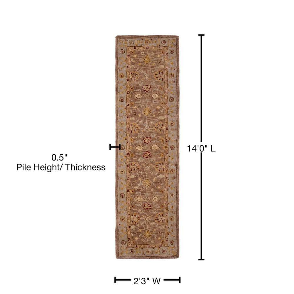 Anatolia AN522 Hand Tufted Indoor Runner Rug - Tan/Ivory - 2'3"x14' - Safavieh